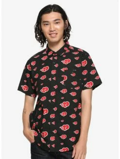 Anime Naruto Akatsuki Cloud Allover Print Woven Button-Up - BoxLunch Exclusive
