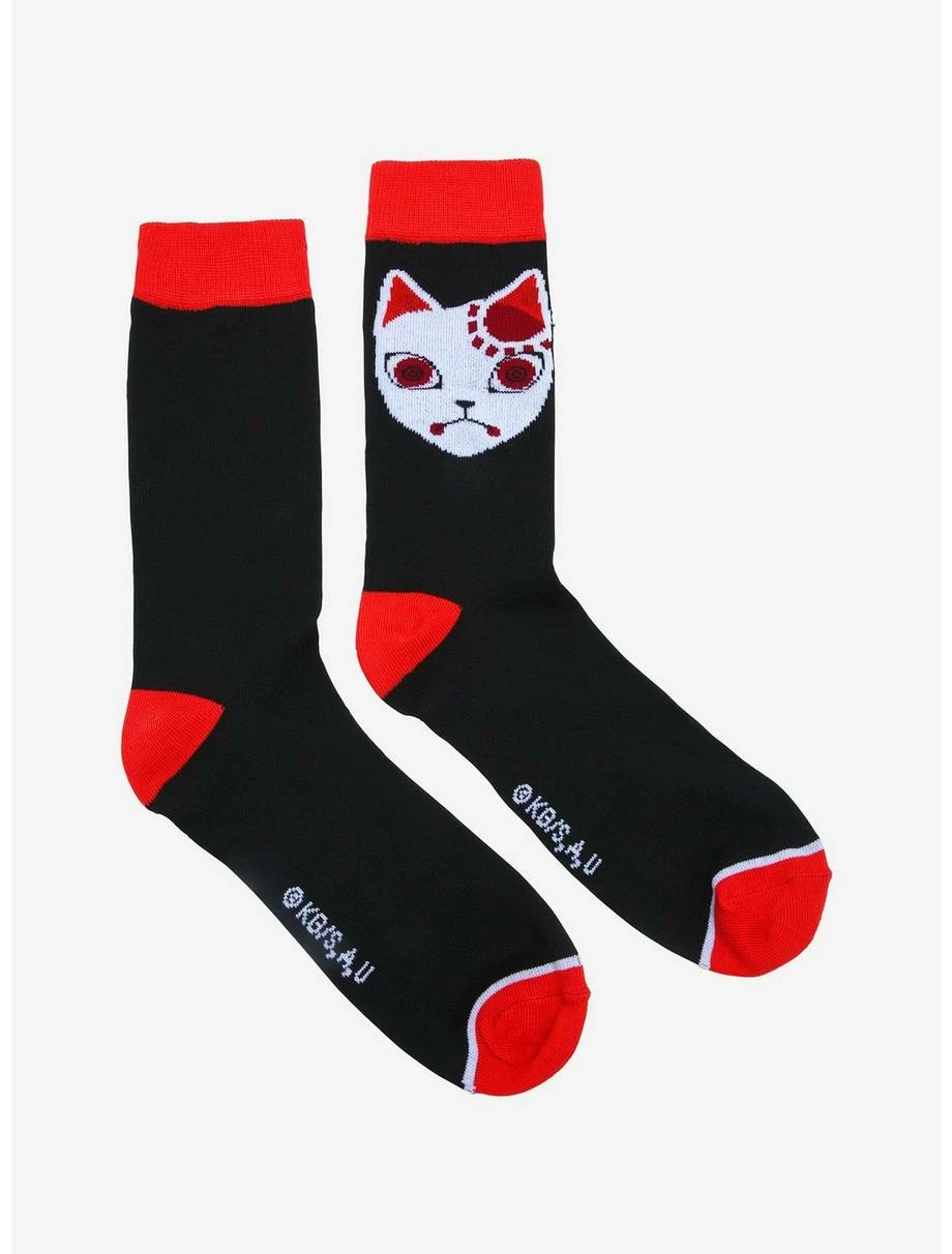 Anime Demon Slayer: Kimetsu No Yaiba Tanjiro Kamado Warding Mask Crew Socks - BoxLunch Exclusive 2 Anime Demon Slayer: Kimetsu No Yaiba Tanjiro Kamado Warding Mask Crew Socks - BoxLunch Exclusive - Image 2