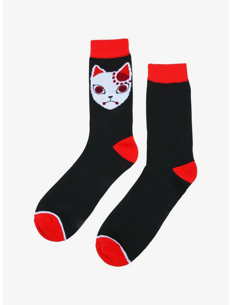 Anime Demon Slayer: Kimetsu No Yaiba Tanjiro Kamado Warding Mask Crew Socks - BoxLunch Exclusive 3 Anime Demon Slayer: Kimetsu No Yaiba Tanjiro Kamado Warding Mask Crew Socks - BoxLunch Exclusive - Image 3