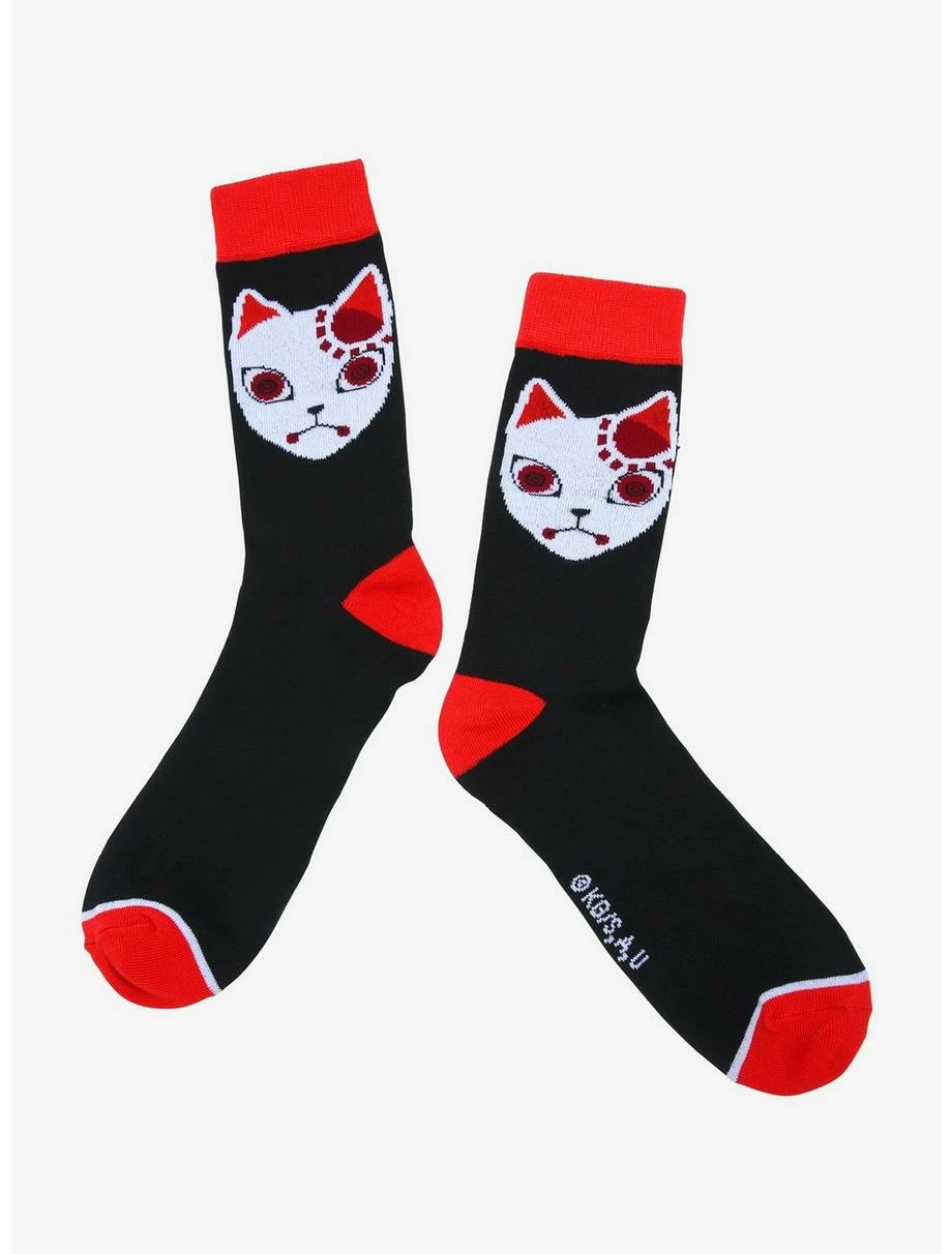 Anime Demon Slayer: Kimetsu No Yaiba Tanjiro Kamado Warding Mask Crew Socks - BoxLunch Exclusive 1 Anime Demon Slayer: Kimetsu No Yaiba Tanjiro Kamado Warding Mask Crew Socks - BoxLunch Exclusive