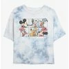 Cartoons Disney Mickey Mouse And Friends Grid Womens Tie-Dye Crop T-Shirt