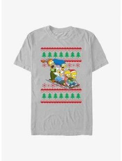 Cartoons The Simpsons Family Holiday Sleigh Ugly Christmas Shirt
