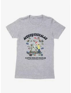 Cartoons Rick And Morty Happy Human Holiday Womens T-Shirt