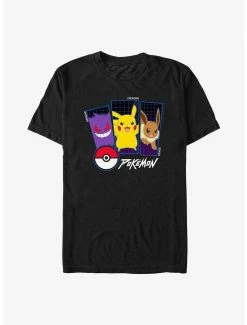 Anime Pokemon Gengar, Pikachu, & Eevee T-Shirt