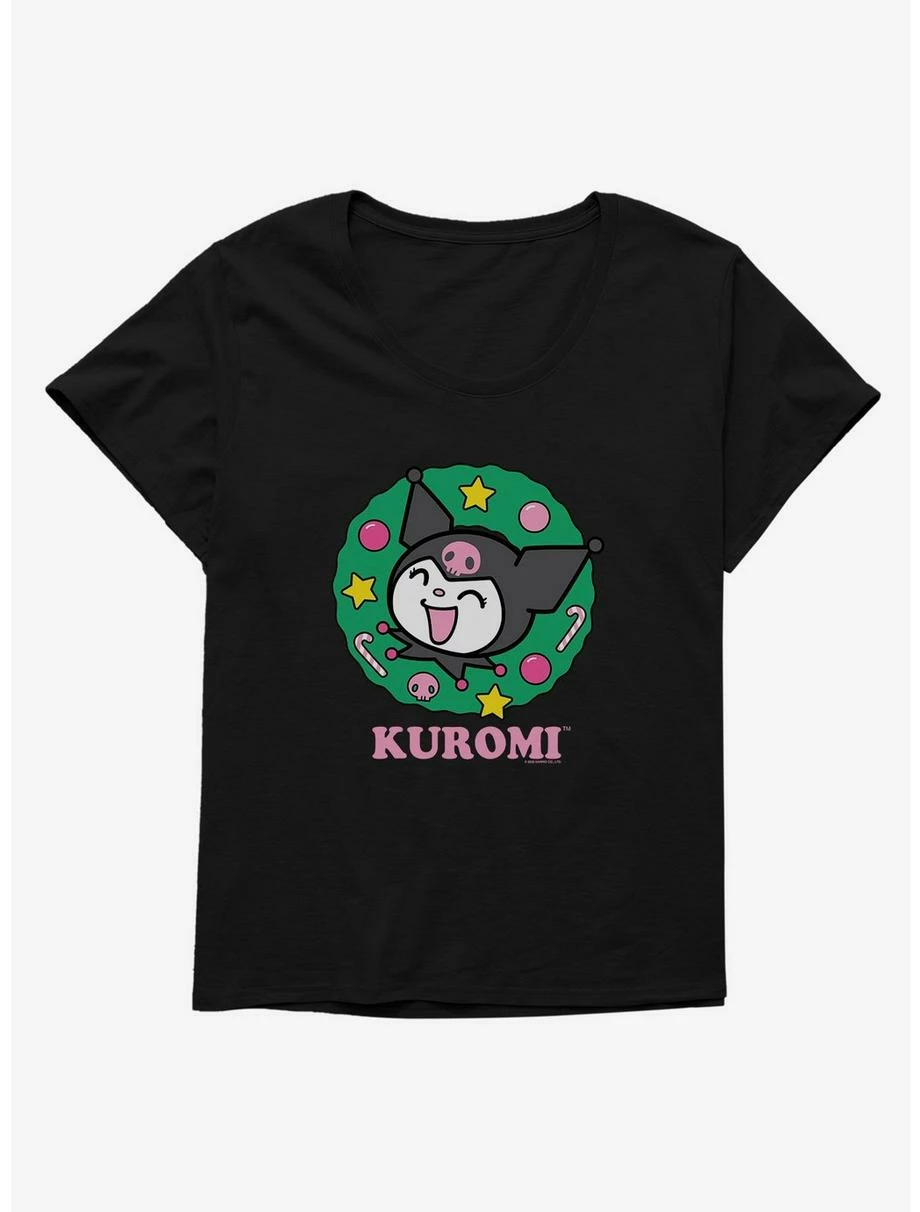 Anime Kuromi Christmas Wreath Womens T-Shirt Plus Size 1 Anime Kuromi Christmas Wreath Womens T-Shirt Plus Size