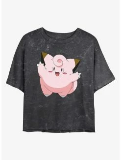Gamer Pokemon Clefairy Mineral Wash Womens Crop T-Shirt