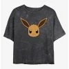 Anime Pokemon Eevee Face Mineral Wash Womens Crop T-Shirt