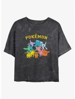 Gamer Pokemon Gotta Catch Eeveelutions Mineral Wash Womens Crop T-Shirt