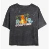 Anime Pokemon Good Vibes Starters Mineral Wash Womens Crop T-Shirt