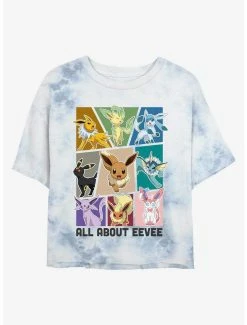 Anime Pokemon All About Eevee Tie-Dye Womens Crop T-Shirt