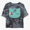 Anime Pokemon Bulbasaur Face Tie-Dye Womens Crop T-Shirt