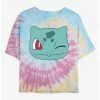 Anime Pokemon Bulbasaur Face Tie-Dye Womens Crop T-Shirt