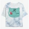 Anime Pokemon Bulbasaur Face Tie-Dye Womens Crop T-Shirt