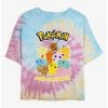 Anime Pokemon Catch 'Em All Tie-Dye Womens Crop T-Shirt