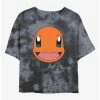 Anime Pokemon Charmander Face Tie-Dye Womens Crop T-Shirt