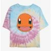 Anime Pokemon Charmander Face Tie-Dye Womens Crop T-Shirt