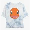 Anime Pokemon Charmander Face Tie-Dye Womens Crop T-Shirt