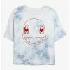 Anime Pokemon Charmander Outline Tie-Dye Womens Crop T-Shirt