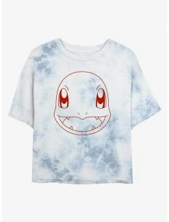 Anime Pokemon Charmander Outline Tie-Dye Womens Crop T-Shirt