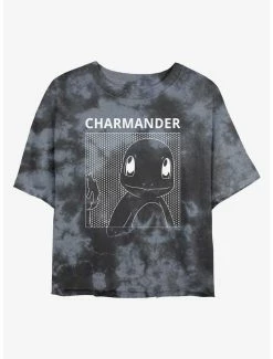 Anime Pokemon Charmander Tie-Dye Womens Crop T-Shirt