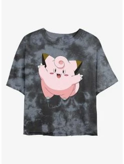 Anime Pokemon Clefairy Tie-Dye Womens Crop T-Shirt