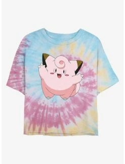 Anime Pokemon Clefairy Tie-Dye Womens Crop T-Shirt