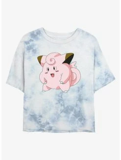 Anime Pokemon Clefairy Pose Tie-Dye Womens Crop T-Shirt