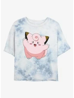 Anime Pokemon Clefairy Tie-Dye Womens Crop T-Shirt