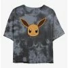 Anime Pokemon Eevee Face Tie-Dye Womens Crop T-Shirt