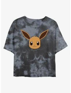 Anime Pokemon Eevee Face Tie-Dye Womens Crop T-Shirt