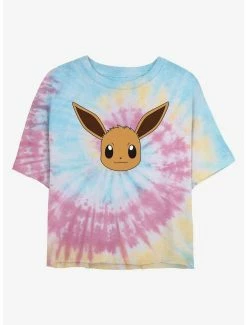 Anime Pokemon Eevee Face Tie-Dye Womens Crop T-Shirt