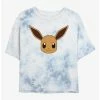 Gamer Pokemon Eevee Face Tie-Dye Womens Crop T-Shirt