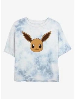 Gamer Pokemon Eevee Face Tie-Dye Womens Crop T-Shirt