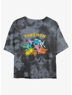 Anime Pokemon Gotta Catch Eeveelutions Tie-Dye Womens Crop T-Shirt