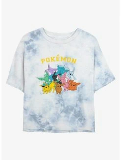 Anime Pokemon Gotta Catch Eeveelutions Tie-Dye Womens Crop T-Shirt