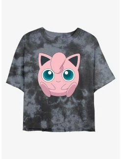 Anime Pokemon Jigglypuff Face Tie-Dye Womens Crop T-Shirt