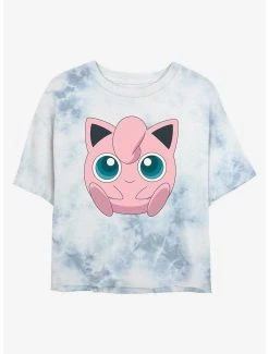 Anime Pokemon Jigglypuff Face Tie-Dye Womens Crop T-Shirt