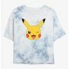 Gamer Pokemon Pikachu Face Tie-Dye Womens Crop T-Shirt
