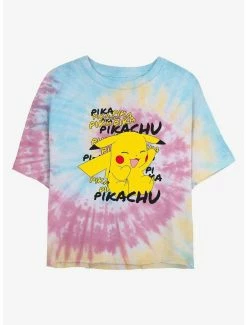 Anime Pokemon Pikachu Cracks A Joke Tie-Dye Womens Crop T-Shirt