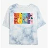 Anime Pokemon Rainbow Faces Tie-Dye Womens Crop T-Shirt