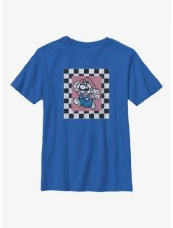 Gamer Nintendo Mario Cubby Checkers Youth T-Shirt