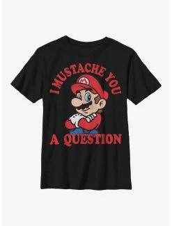 Gamer Nintendo Mario I Mustache Ask You A Question Youth T-Shirt