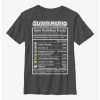 Gamer Nintendo Mario Nutrition Facts Youth T-Shirt