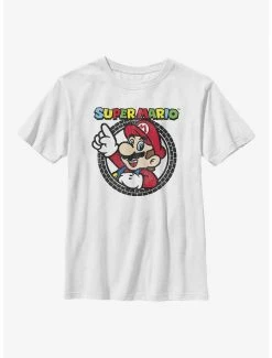 Gamer Nintendo Mario Tire Badge Youth T-Shirt