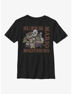 Gamer Nintendo Mario Vintage Baddies And Brothers Youth T-Shirt