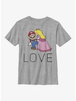 Gamer Nintendo Mario Peach And Mario Love Youth T-Shirt